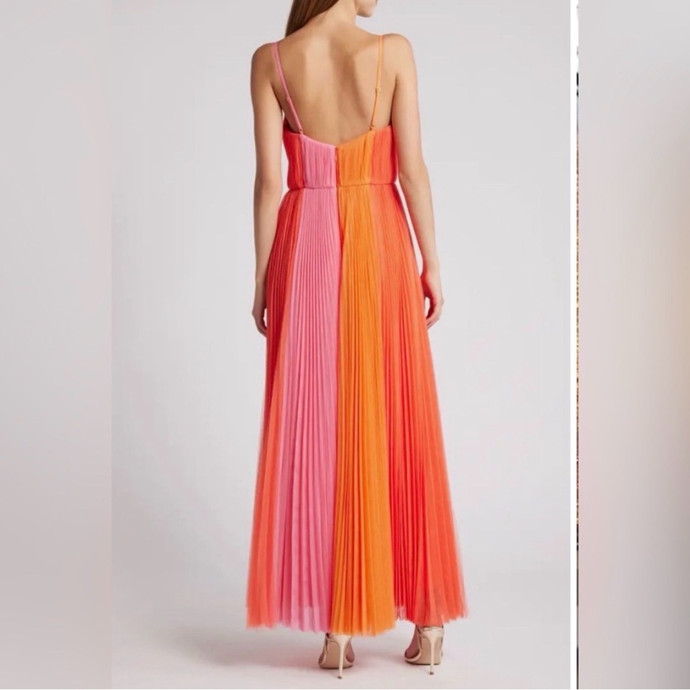 Hutch Pink and Orange Pleated Maxi Dress